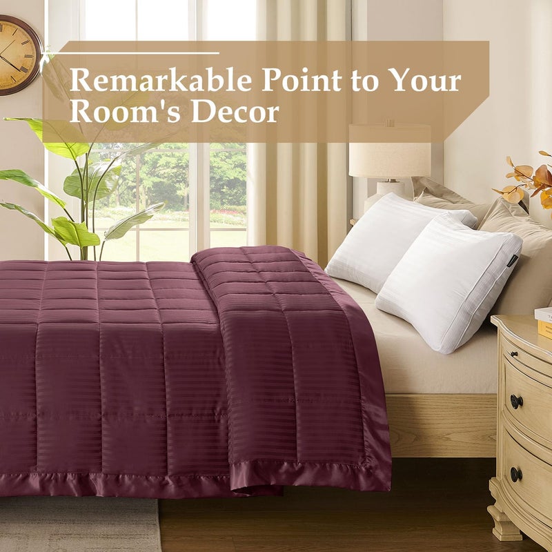 downluxe King Size Blanket with Satin Trim, Lightweight Down Alternative King Blanket for All Season, Machine Washable (Maroon, 108 x 90 Inch) - Image 3